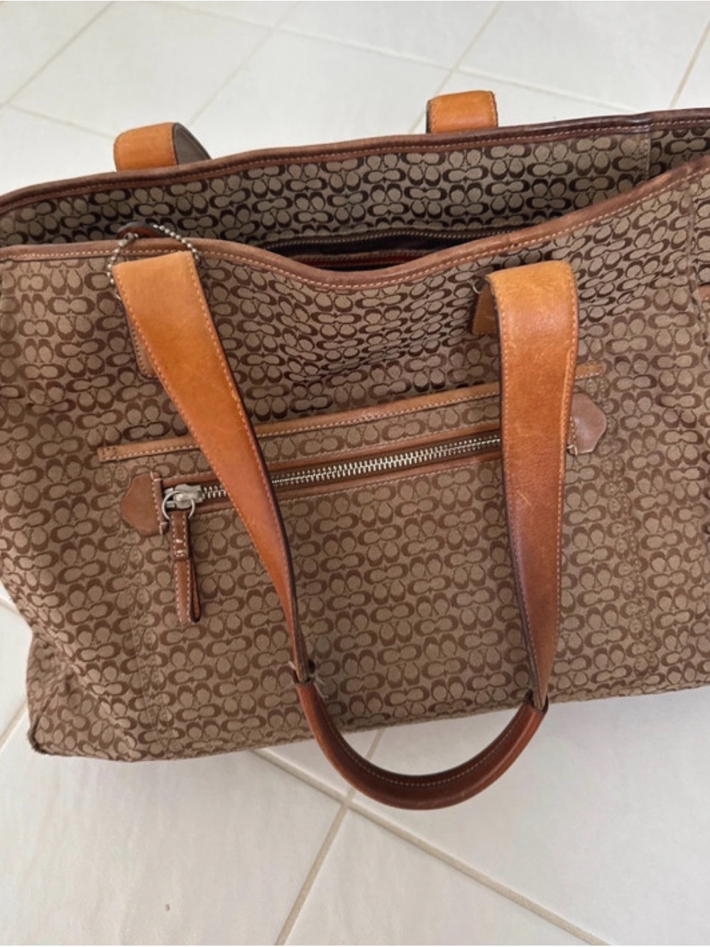 Vintage Coach signature monogram diaper bag with changing mat